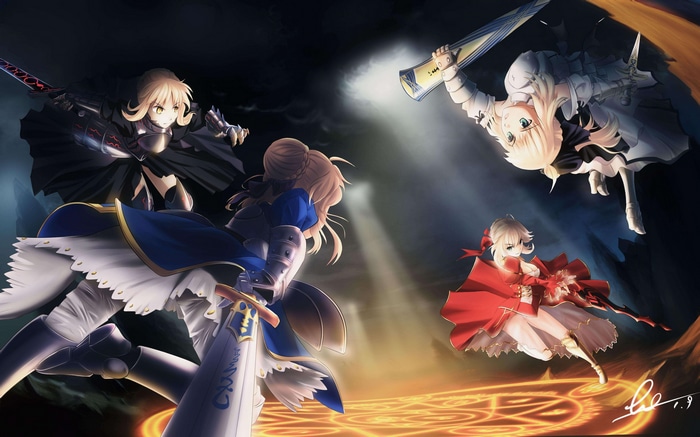 4K Fate Series Saber Alter, Saber, Nero Claudius, Saber Lily Battle