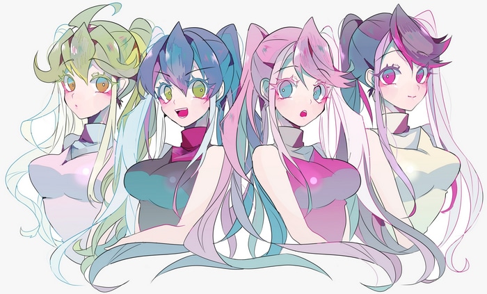 Yu-Gi-Oh! ARC-V girls: Ruri, Serena, Yuzu, Rin fan art