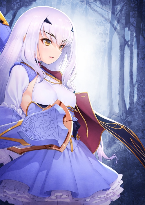 Fantasy girl with white hair and shield