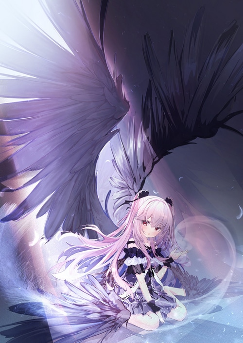 Uruha Rushia with Black and White Wings