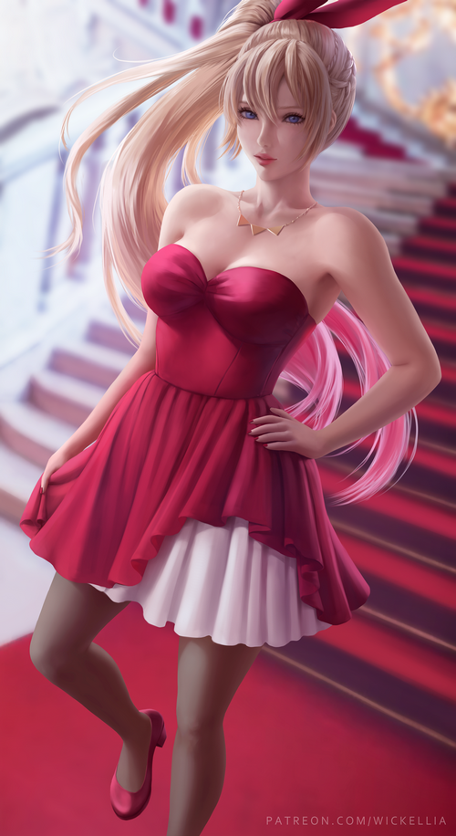 Kirisaki Chitoge in a red dress