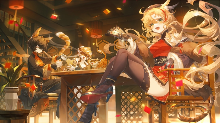 Fantasy art of girls with tiger ears and tails