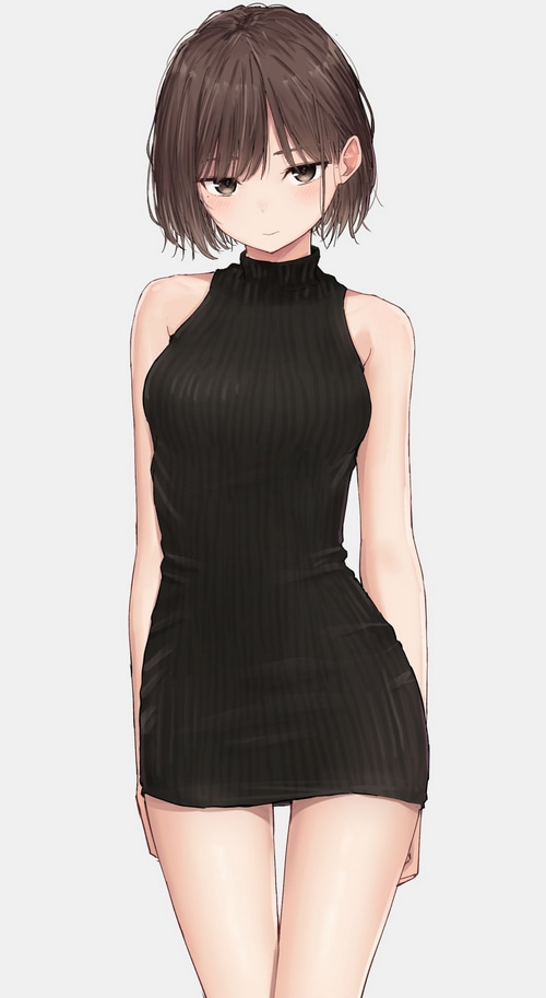 Anime girl in a black dress