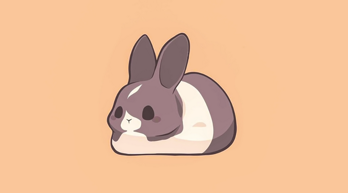 Kawaii anime rabbit with grey and white fur