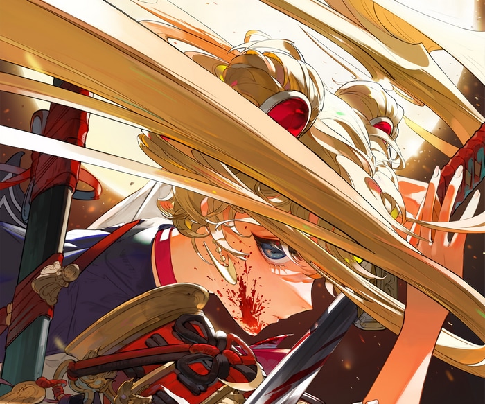 Sailor Moon with Blood Splatter and Swords
