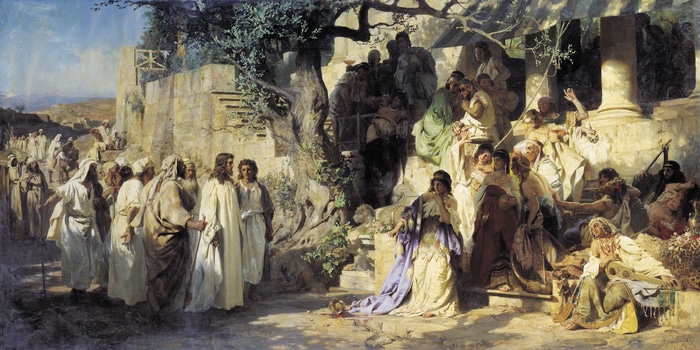 Jesus Christ and the 12 Apostles in a Religious Painting