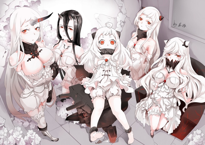 Kantai Collection Abyssals: Midway Hime, Northern Ocean Hime, Harbour Princess, and others