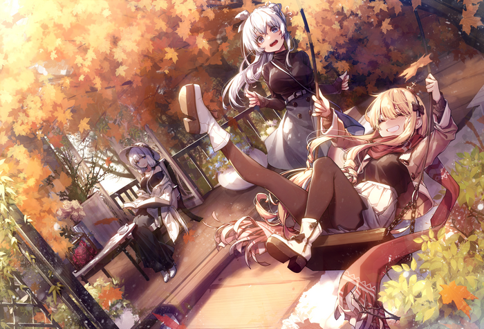 Azur Lane Illustrious and friends on a swing