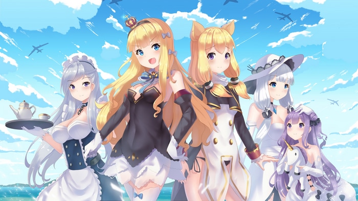 Azur Lane characters Queen Elizabeth, Illustrious, Warspite, Belfast, and Unicorn