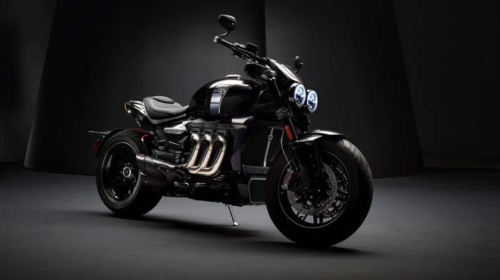 4K Triumph motorcycle on dark background