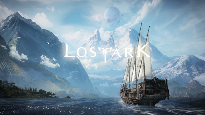 Lost Ark game title over a fantasy landscape with a ship