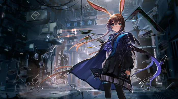 4K Arknights Anime Girl with Bunny Ears in City