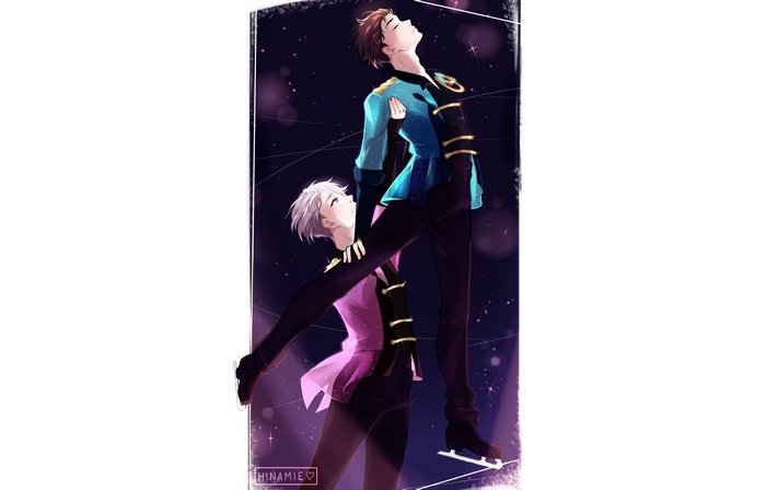 Victor Nikiforov and Yuuri Katsuki ice skating