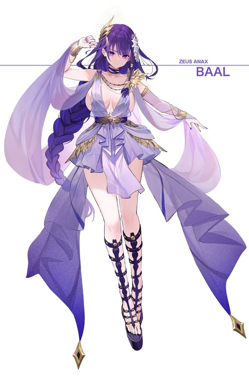 Raiden Shogun Baal in a purple dress