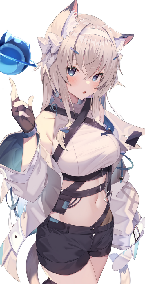 Cat girl with blue eyes and ash blonde hair