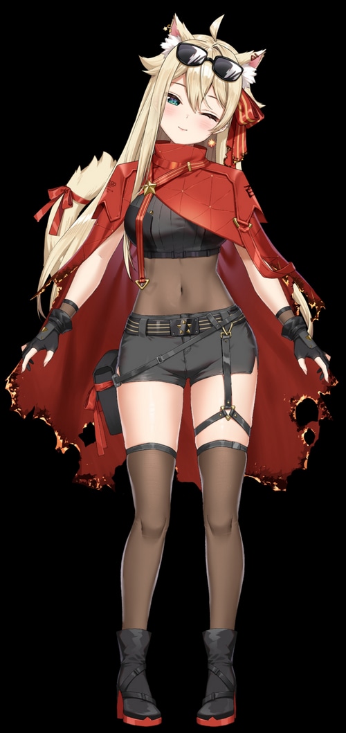 Anime girl with cat ears and red cape
