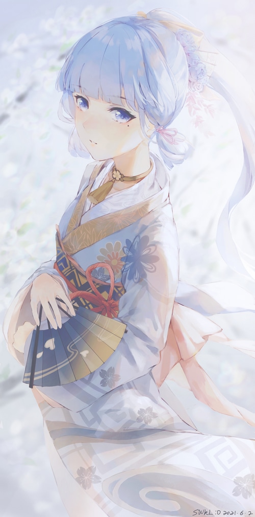 Kamisato Ayaka in a Japanese Kimono Artwork