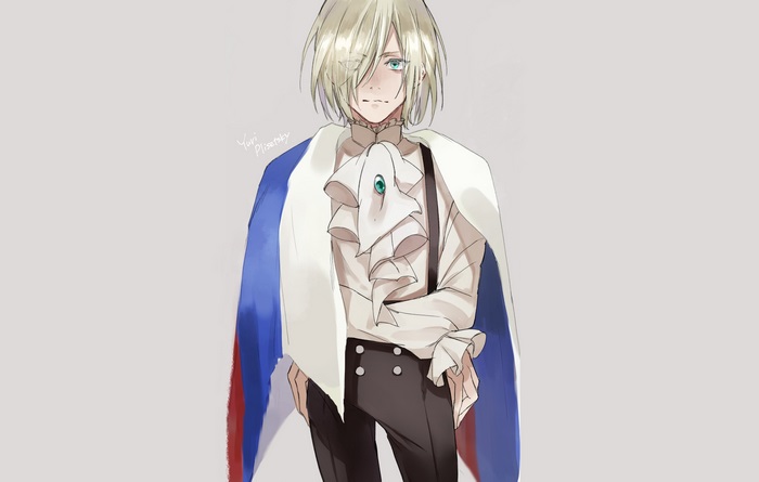 Yuri Plisetsky wearing a ruffled shirt and cape