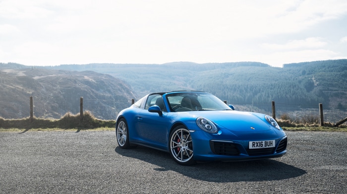 Blue Porsche 911 Targa 4K Outdoors