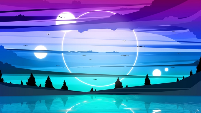 JoeyJazz Abstract Landscape with Ringed Planets
