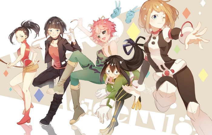 My Hero Academia Girls: Momo Yaoyorozu, Kyoka Jirou, Mina Ashido, Tsuyu Asui, Ochako Uraraka