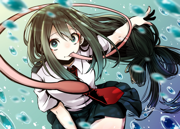 Tsuyu Asui from My Hero Academia with her tongue out