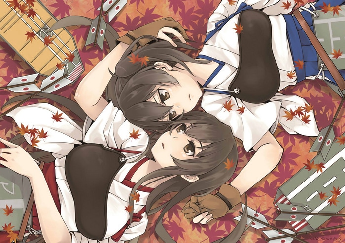Kantai Collection: Kaga and Akagi among autumn leaves