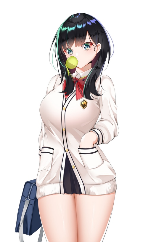 Takarada Rikka from SSSS.GRIDMAN chewing bubblegum