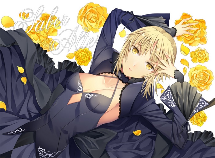 Saber Alter with Yellow Roses