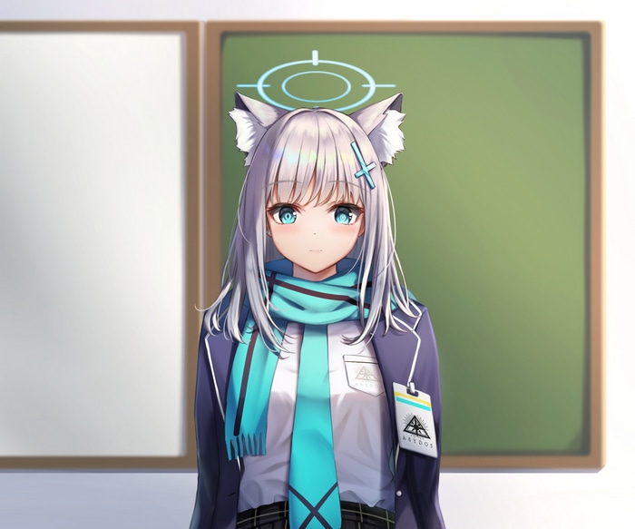 Shiroko from Blue Archive in a classroom