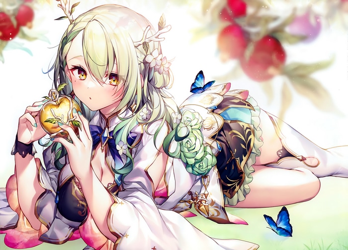 Ceres Fauna holding a golden apple with butterflies
