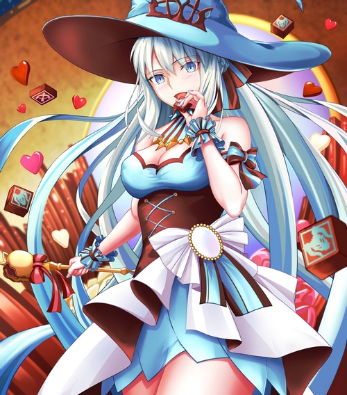 Morgan le Fay from Fate/Grand Order eating chocolate