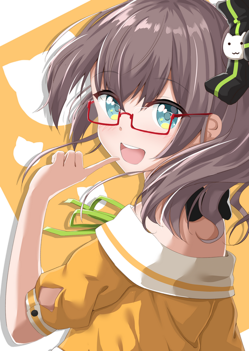 Anime girl with brown hair and glasses