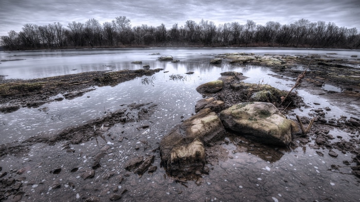 Stones and water in a natural landscape
