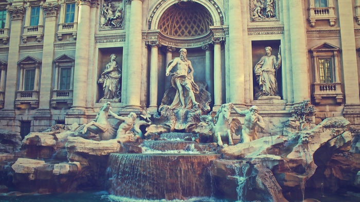 Trevi Fountain with Neptune statue and horses