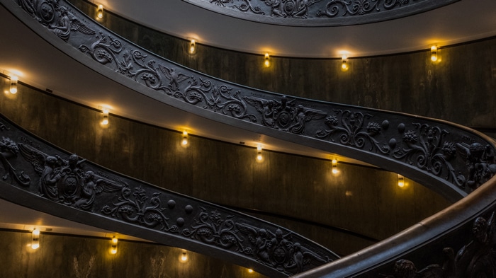 4K Ornate Spiral Staircase with Lights