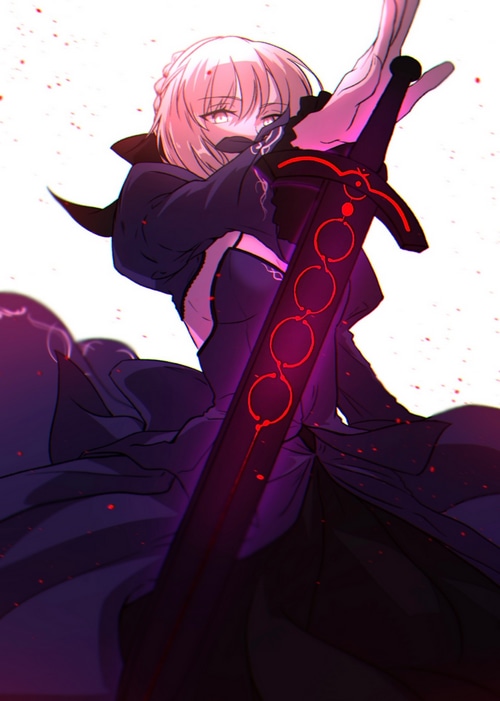 Saber Alter with a glowing sword