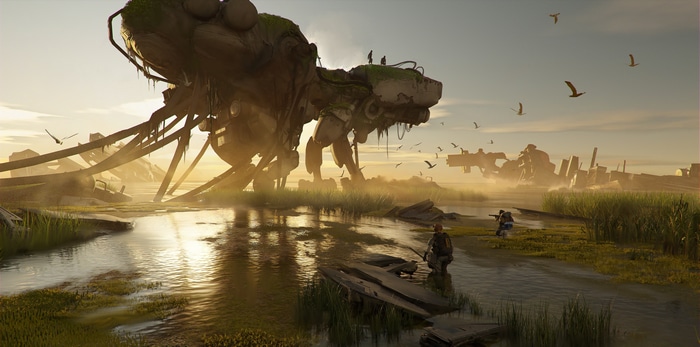 4K Futuristic Sci-Fi Mech Landscape