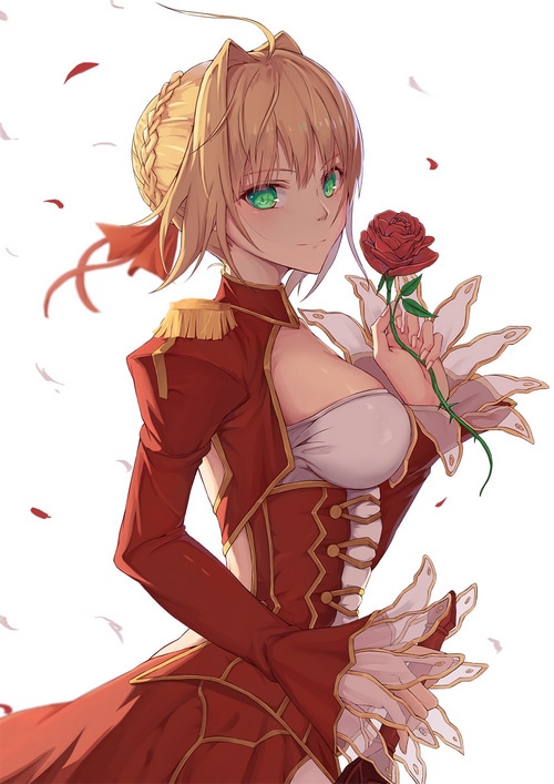 Nero Claudius holding a red rose