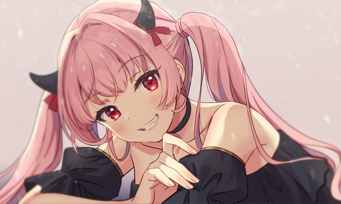 Anime girl with pink hair and horns