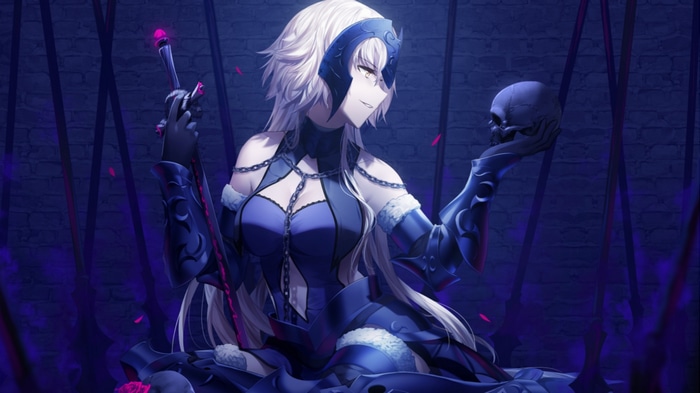 Jeanne d'Arc Alter holding a skull and sword