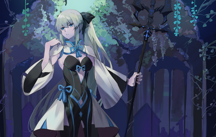 Morgan le Fay from Fate/Grand Order holding a staff