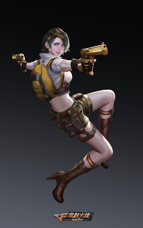 Pathfinder with dual golden pistols