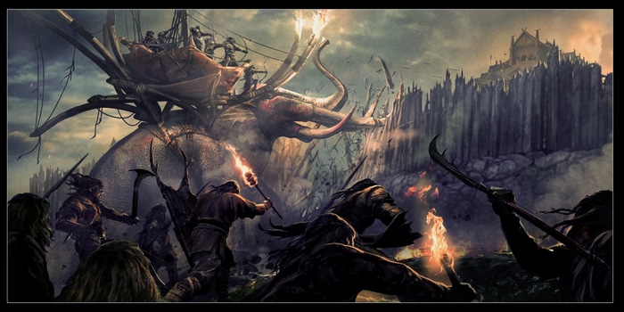 4K Lord of the Rings Siege with Oliphaunts