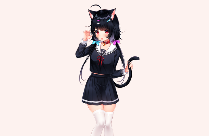 Anime cat girl in school uniform