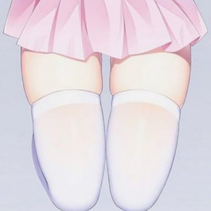 Anime girl's thighs in white socks and pink skirt