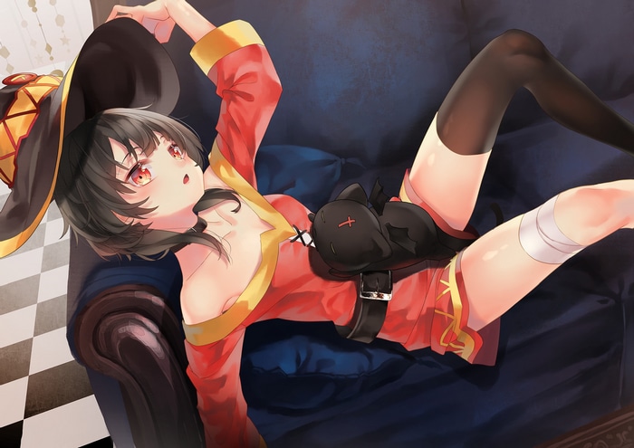 Megumin from Kono Subarashii Sekai ni Shukufuku wo! on a couch