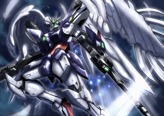 Wing Gundam Zero firing beam rifle in space