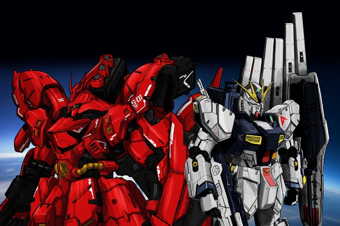 Sazabi and RX-93 v Gundam in space