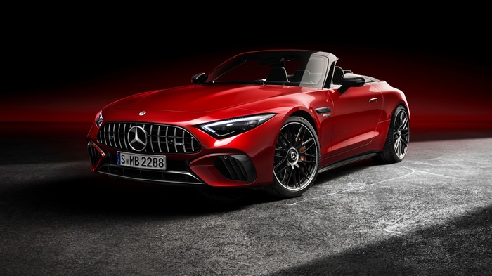 Red Mercedes-AMG SL 2023 Convertible Sports Car